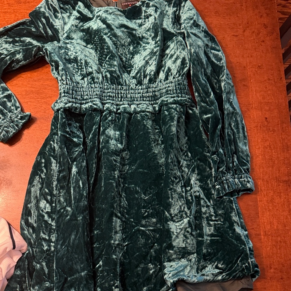 Crewcuts Elegant Velvet Dress in Deep Green